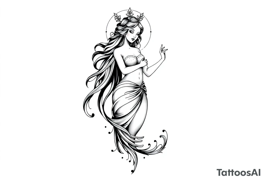 Sexy unique Aquarius goddess sleeve tattoo tattoo idea