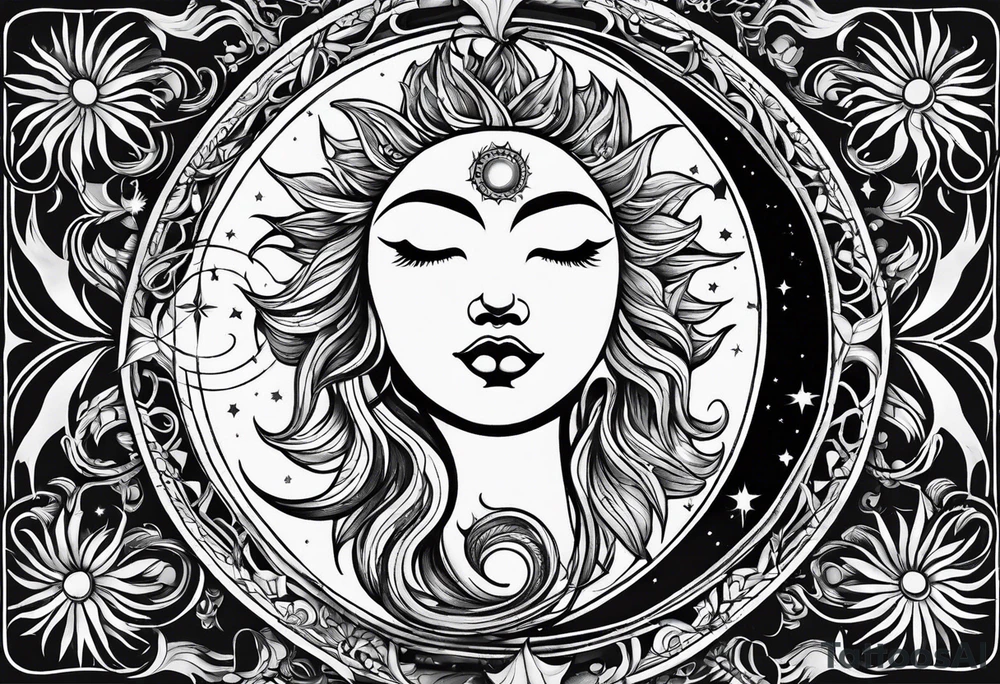 Moon and sun 2000 and 1976 tattoo idea