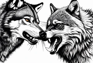 Wolf and raccoon fighting tattoo idea