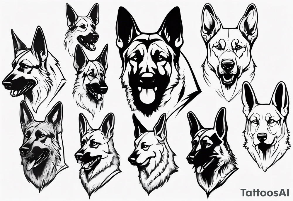 Angry side profile German shepherd dog tattoo idea Angry side profile German shepherd dog tattoo idea