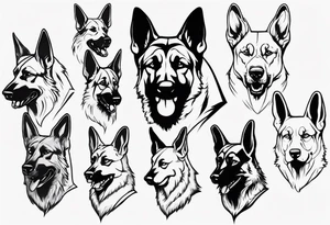 Angry side profile German shepherd dog tattoo idea