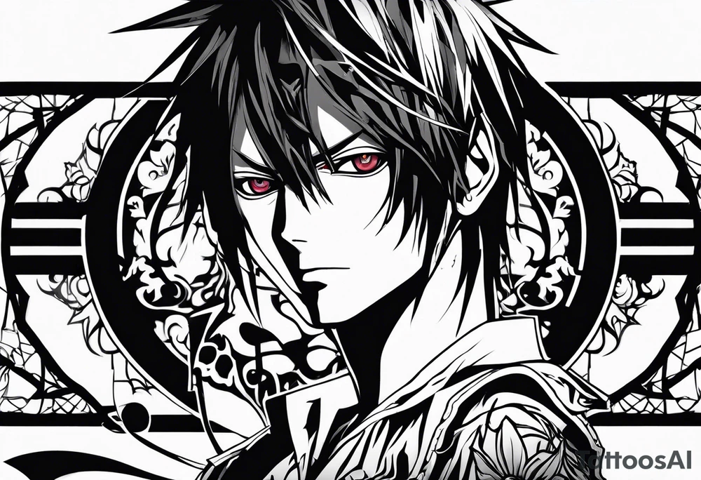 Cyber singlism tattoo of rem the Shinigami from death note tattoo idea