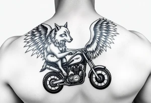 guardian angel wolves on a motorcycle tattoo idea