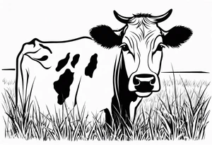 COW EAING GRASS tattoo idea