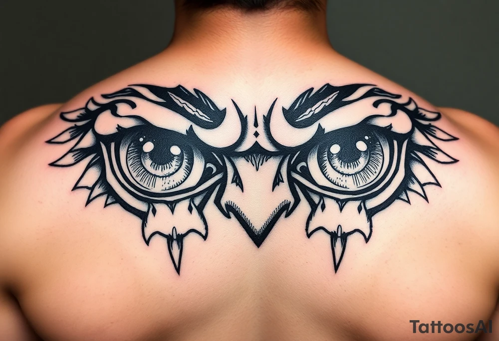 powerful faces with huge eyes tattoo idea