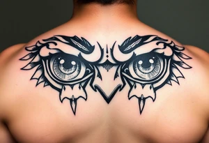 powerful faces with huge eyes tattoo idea