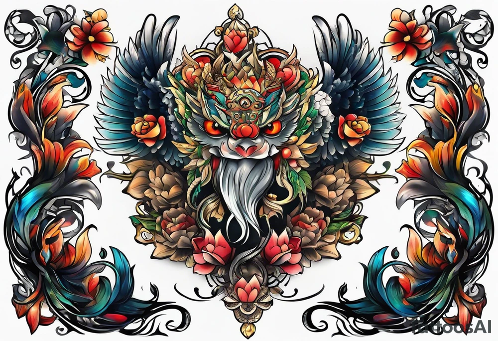 full body tattoo on the back from top to bottom tattoo idea