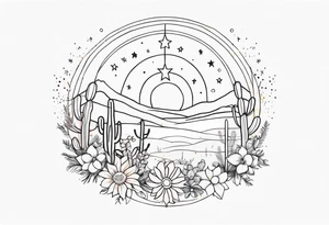 fine line with sun, stars, floral, dots, cactus
. Sternum tattoo tattoo idea