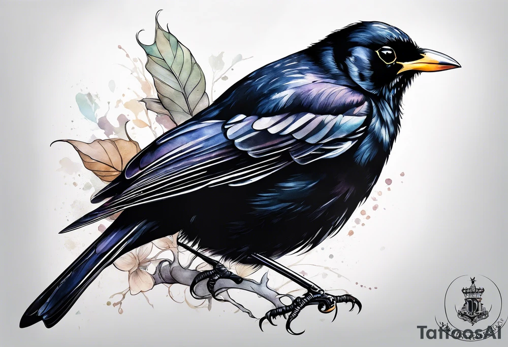 A black only blackbird with no extraneous details. Use the Beatles song blackbird as inspiration. tattoo idea