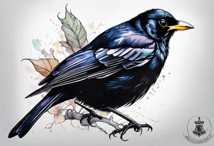 A black only blackbird with no extraneous details. Use the Beatles song blackbird as inspiration. tattoo idea