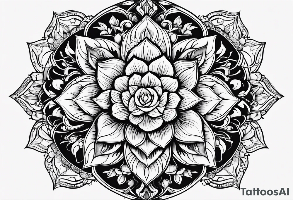 Simple Mandala Lotus tattoo idea