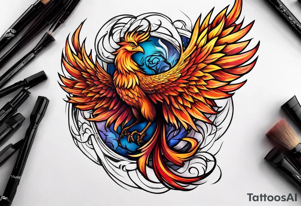 Phoenix rising from the ashes tattoo idea