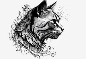 right side profile of a cat face tattoo idea