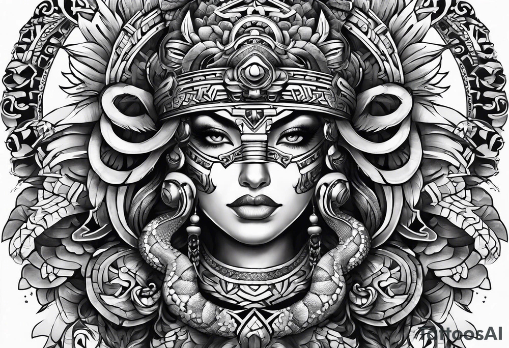 aztec snake sleeve tattoo idea