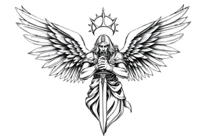 Holy Archangel, Biblical, Christianity, Heavenly Army, Hebrew, Guards of Christianity, Holding a sword, having six wings, seraphim tattoo idea