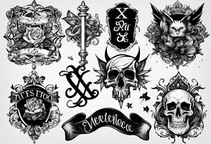 I need a tattoo design that only includes letters X I, with a dark and gothic style. tattoo idea