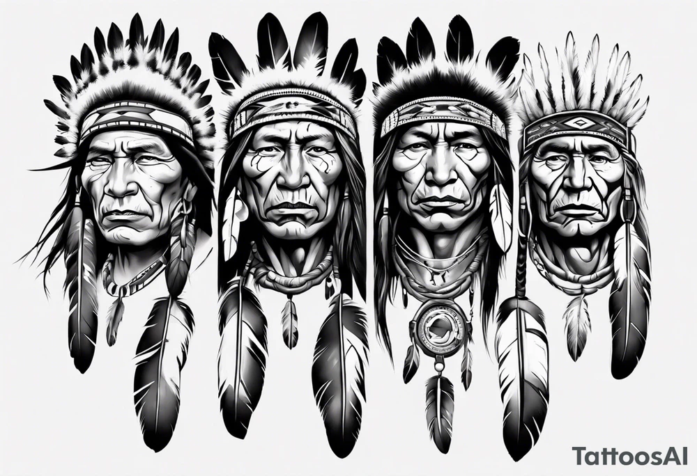 Native American face realism tattoo idea