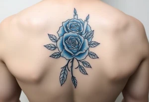 Blue, rose, candles tattoo idea