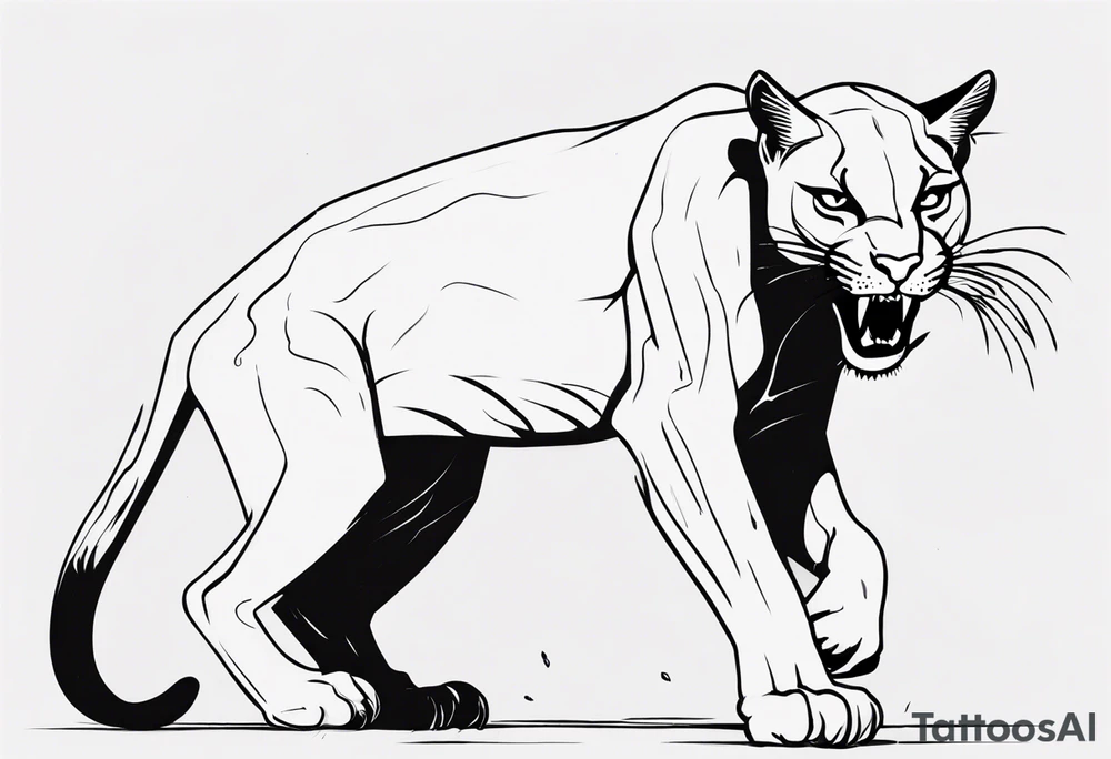 A black puma looking vicious. I want to see his whole body tattoo idea