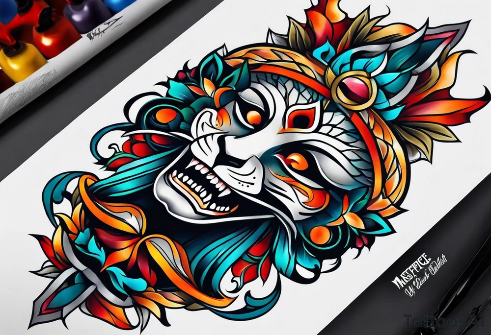 male neo traditional knee tattoo tattoo idea