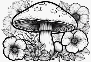 Flower and mushroom pattern tattoo idea