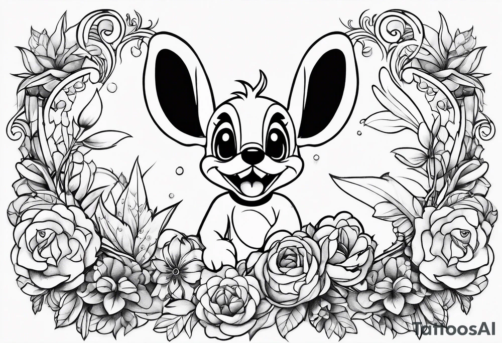 Stitch from Disney falling in love tattoo idea