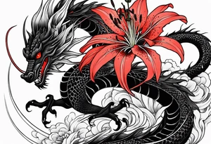 Black Dragon, 
Red Spider Lily tattoo idea
