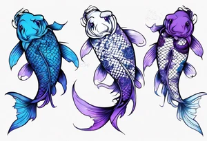 blue and purple koi fish tattoo idea