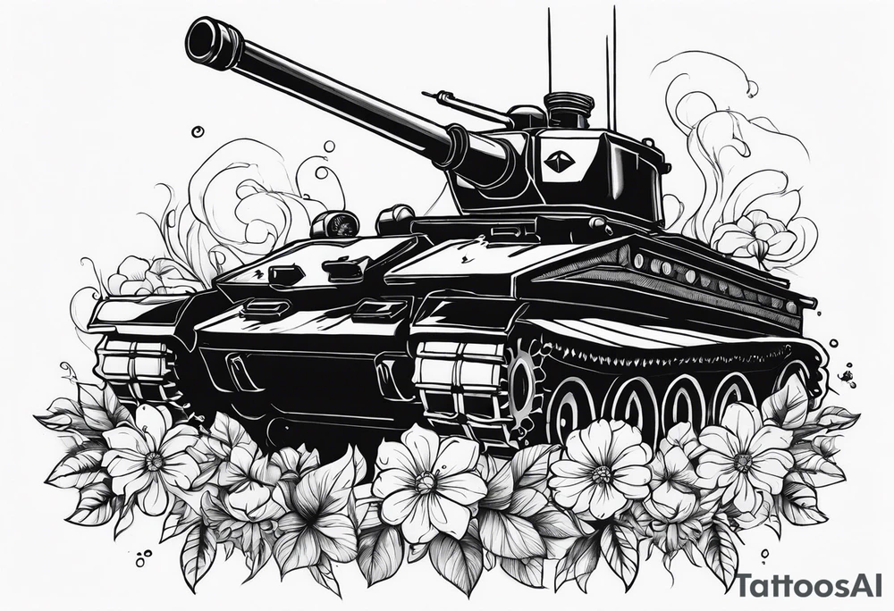 tank shooting flowers  out of its canopy tattoo idea