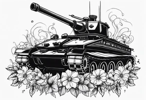 tank shooting flowers  out of its canopy tattoo idea