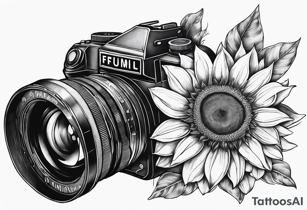 sunflower, camera, fish, tattoo idea