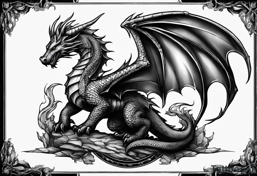knight, dragon, castle tattoo idea