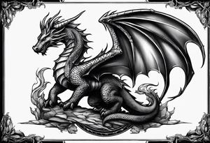 knight, dragon, castle tattoo idea