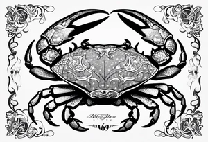 Crabs
en negro con numero 69 tattoo idea