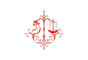 Tattoo that combines the star sign Taurus and Libra ,in red , down the spine tattoo idea