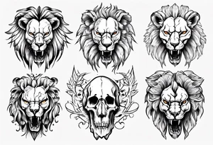 Lion skull statue tattoo idea