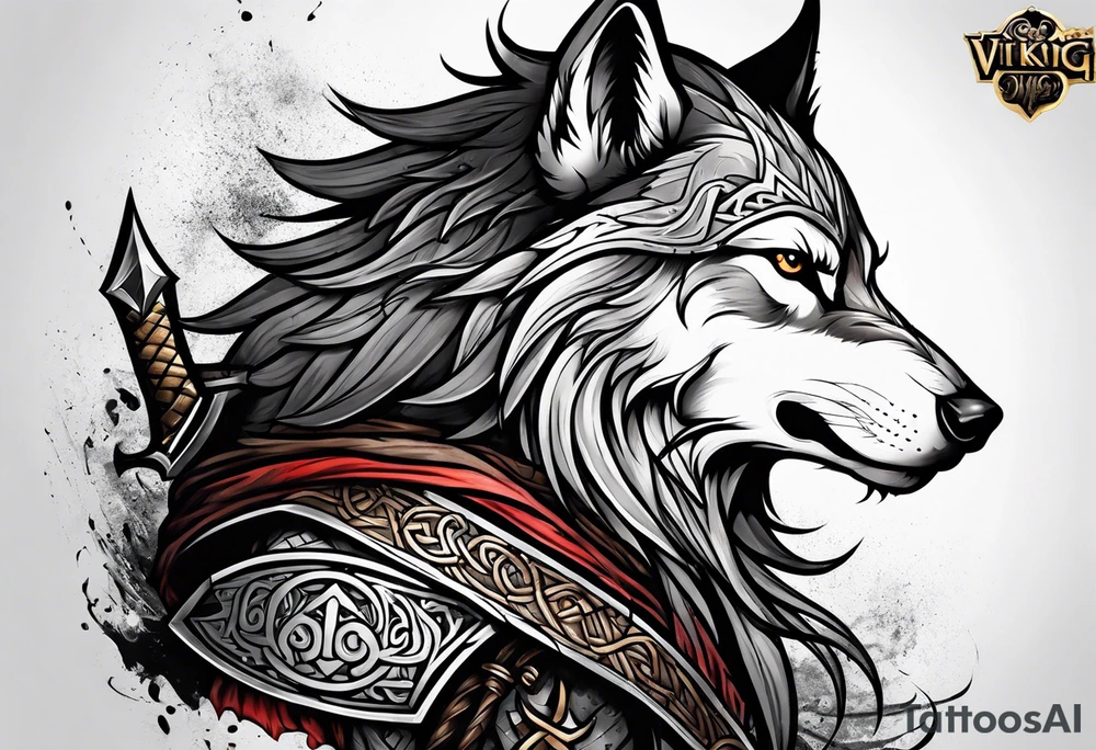 Viking wolf tattoo idea