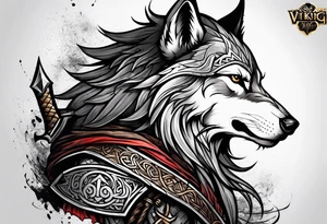 Viking wolf tattoo idea