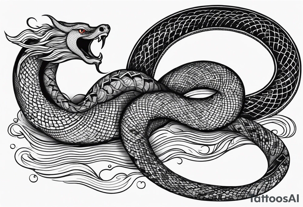 serpent in water mythical creature tattoo idea