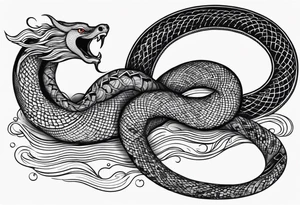 serpent in water mythical creature tattoo idea