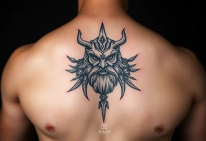 Russian bogatyr on the chest tattoo idea