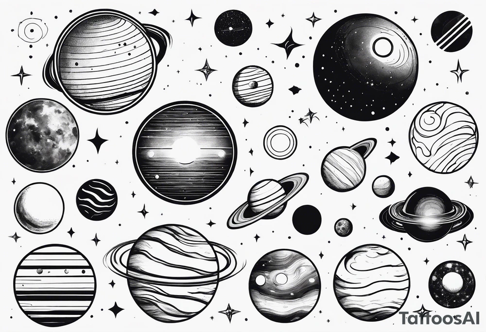 Minimalist representation of the solar system tattoo idea Minimalist representation of the solar system tattoo idea
