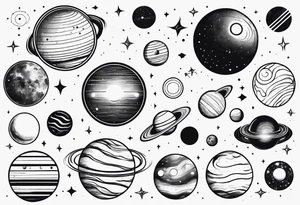 Minimalist representation of the solar system tattoo idea