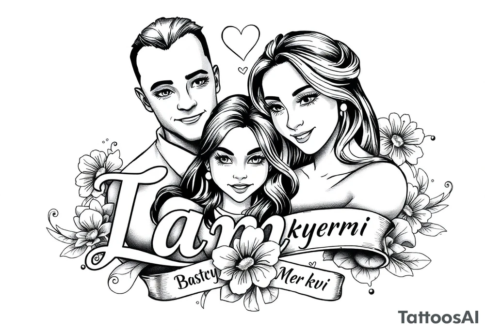 Tattoo family with names and love tattoo idea