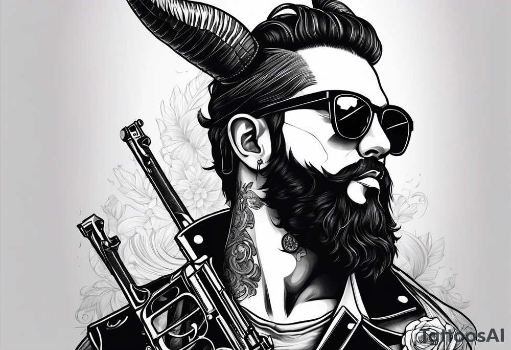 capricorn with sunglasses and a gun tattoo idea
