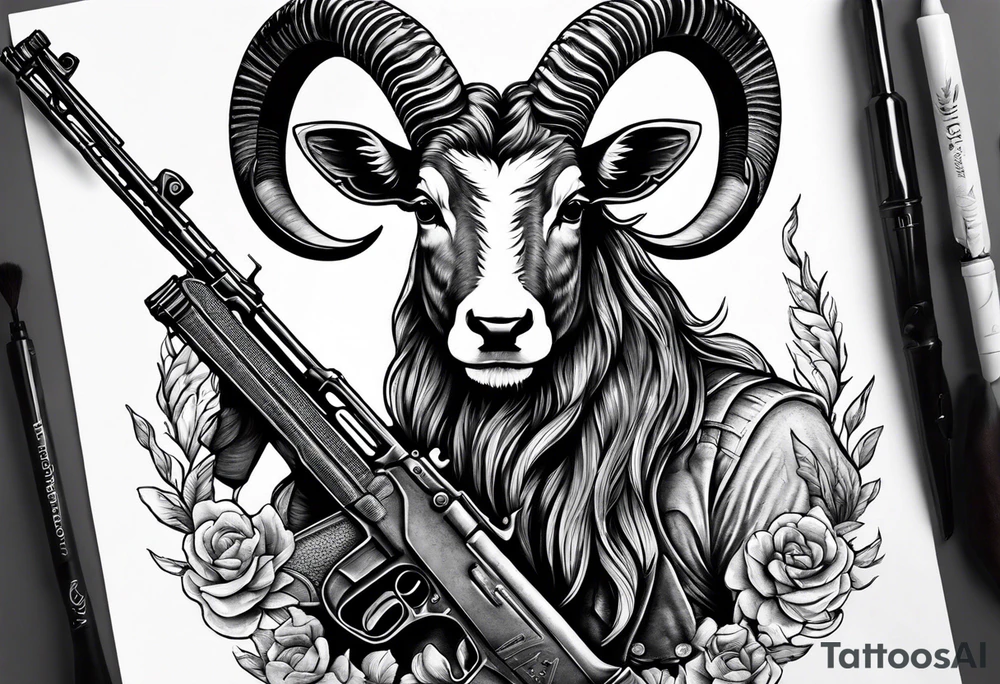capricorn with sunglasses and shotgun tattoo idea