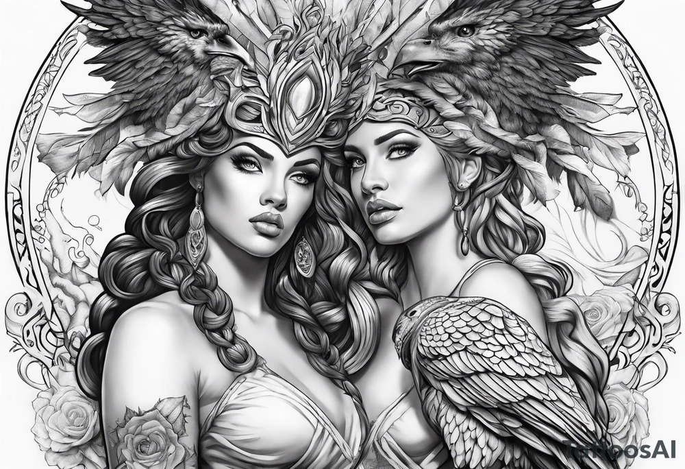 Medusa and harpy sleeve tattoo idea