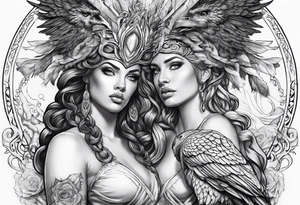 Medusa and harpy sleeve tattoo idea