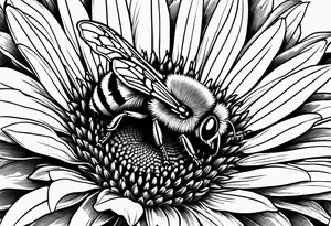 Bumble bee, lemur, sunflower tattoo idea