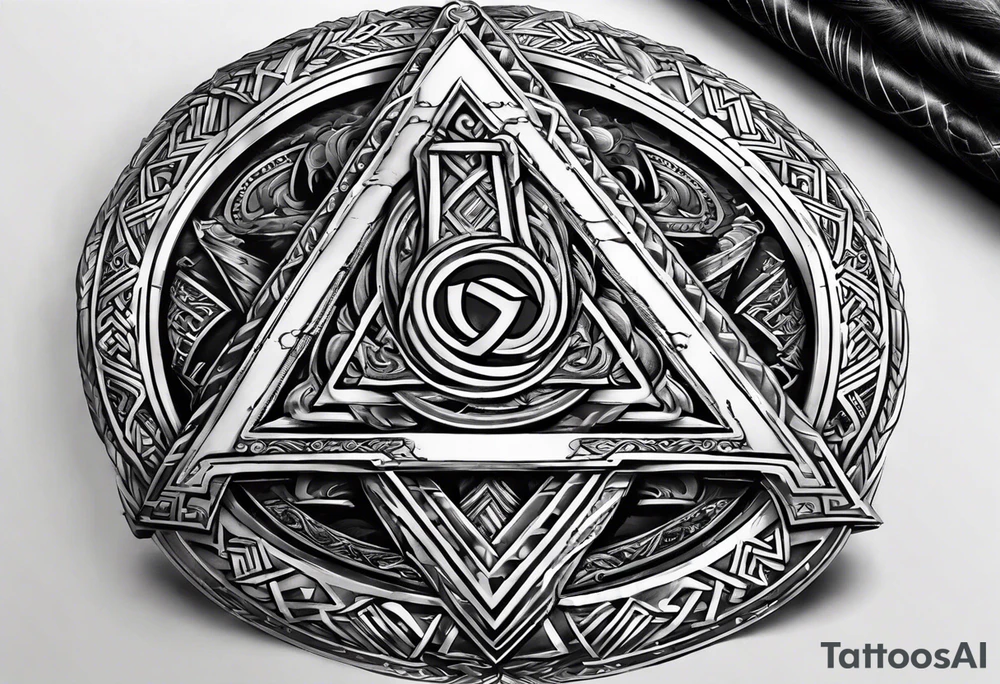Valhalla  round 
shield axe sword valknut tattoo idea
